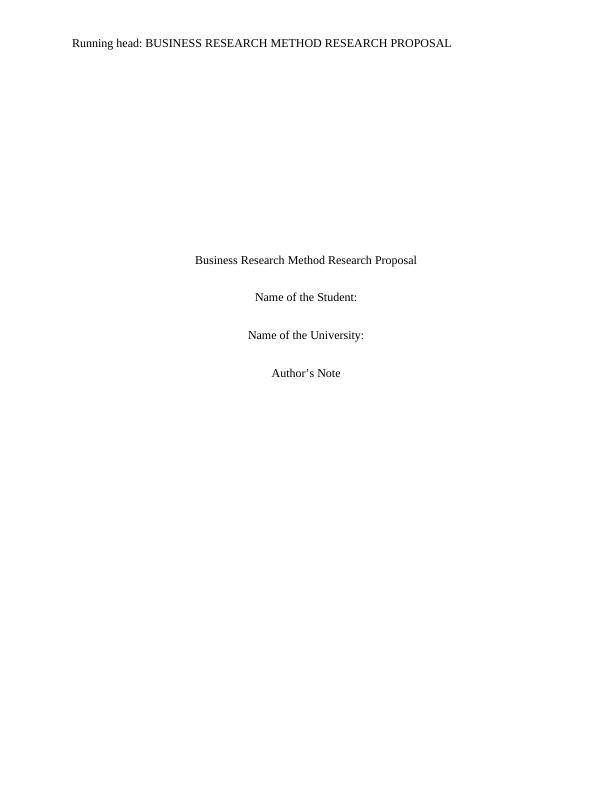 BUSN4100 - Business Research Method, Research Proposal_1