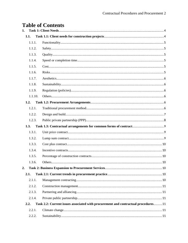 Contractual Procedures and Procurement 5 CONTRACTUAL PROCEDUDURES AND PROCUREMENT FOR CONSTRUCTION AND THE BUILT ENVIRONMENT Name Course Professor University City/state_2