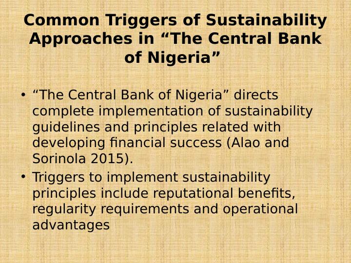 Sustainability Practices in the Nigerian Financial System Guidelines for