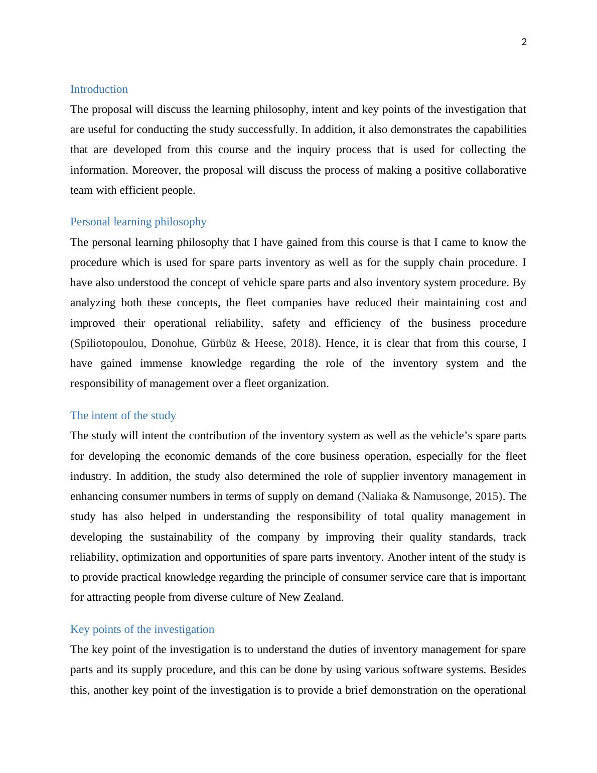 Study Proposal of Spare Parts