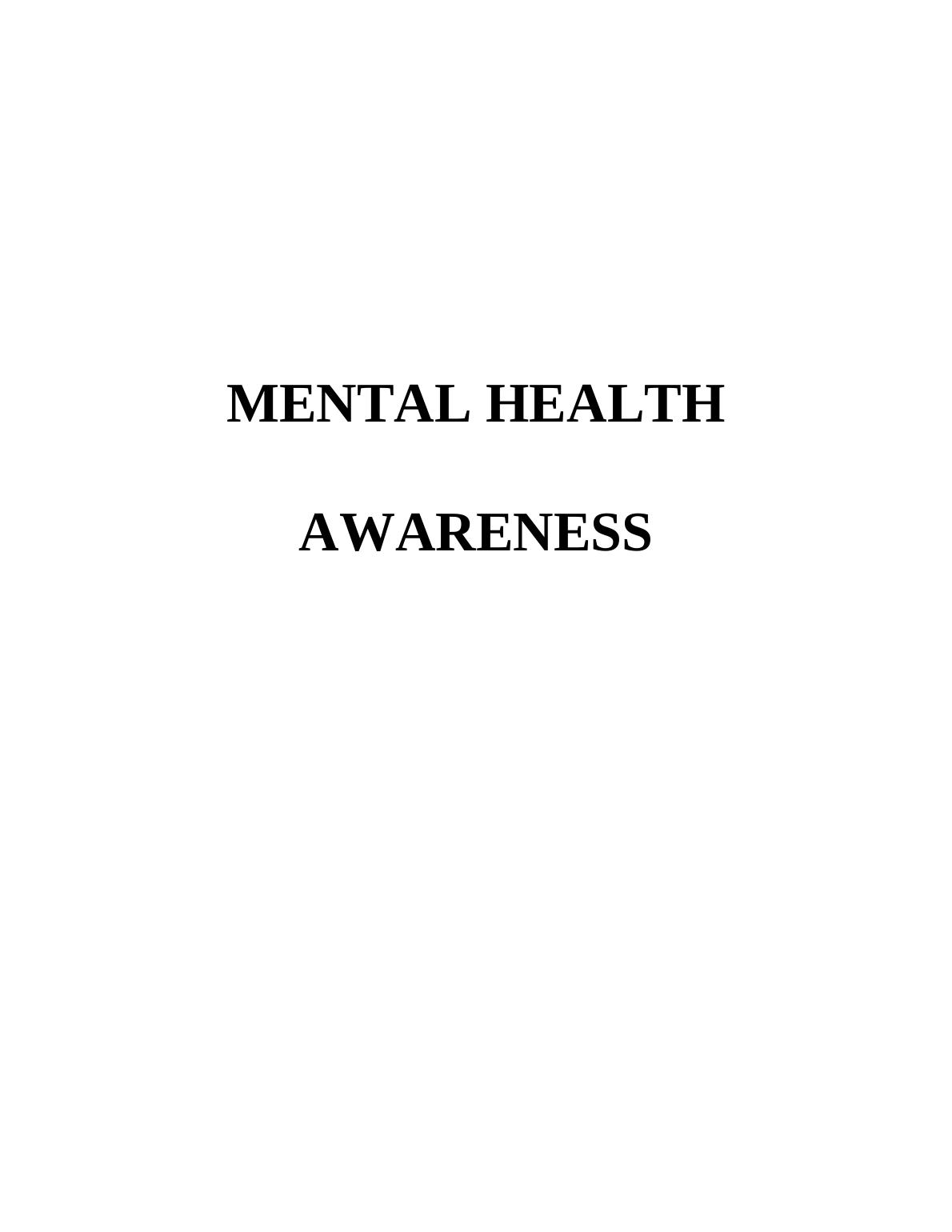 assignment mental health awareness