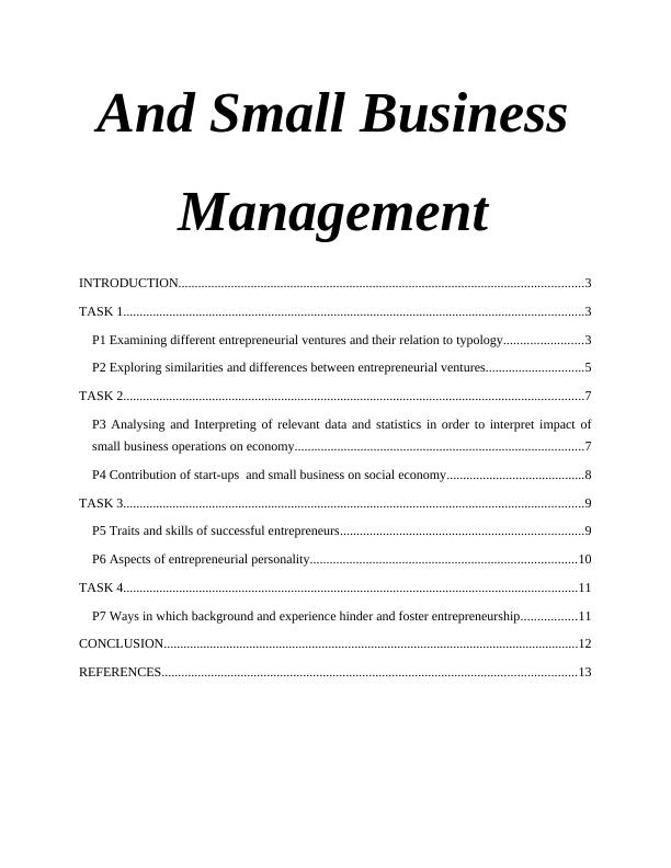 Entrepreneurship and Small Business Management Assignment : Austin Fraser_2