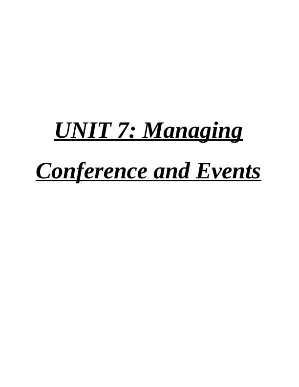 UNIT 7: Managing Conference and Events_1