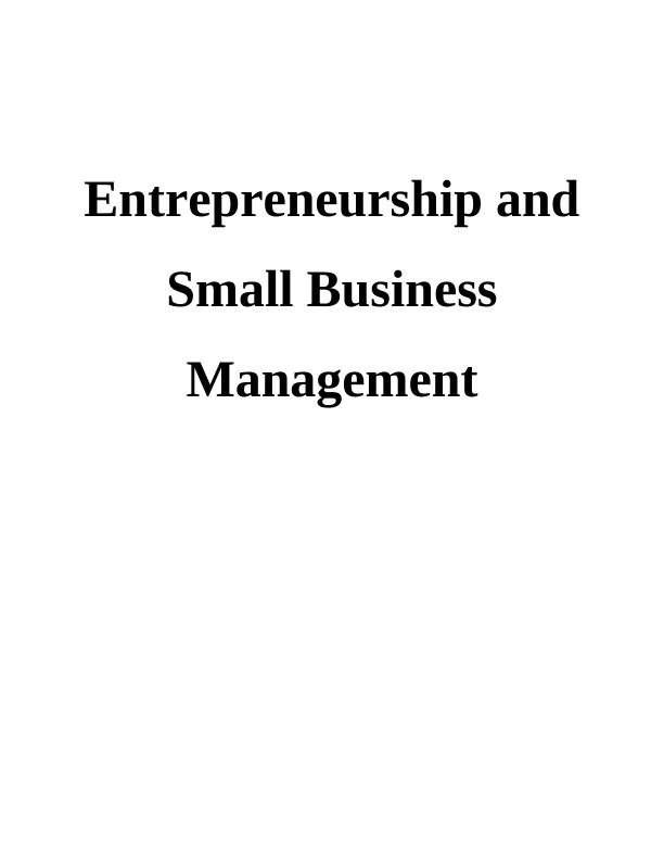 Assignment Entrepreneurship &  Small Business Management_1