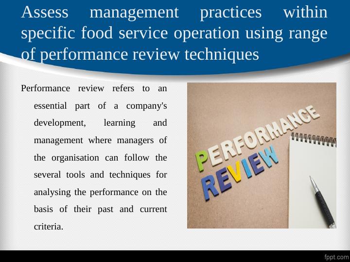 Food Service Management Performance Review Techniques and Management Solutions