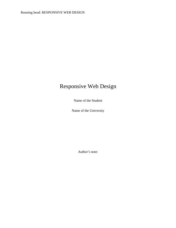 Responsive Web Design | Portfolio | Assignment_1