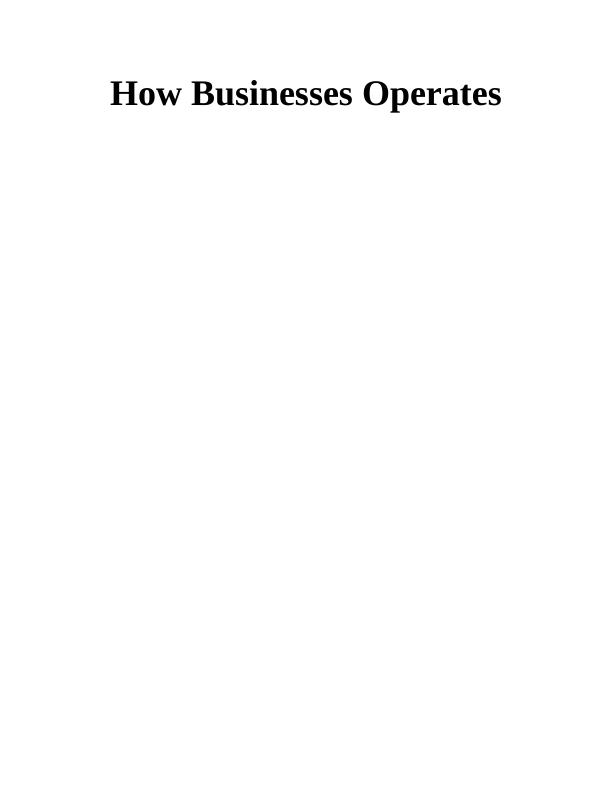 How Businesses Operates Assignment_1