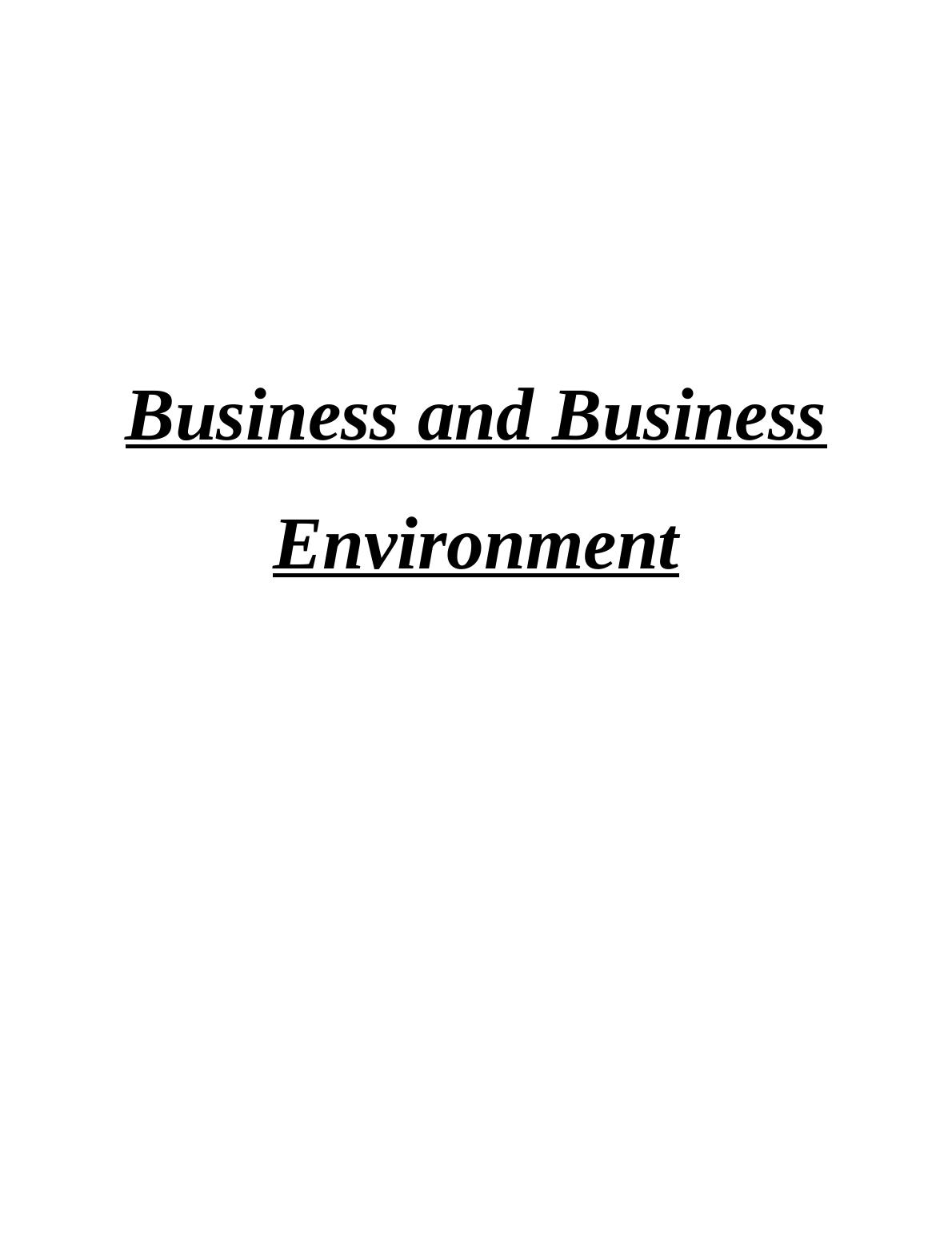 introduction to business environment assignment