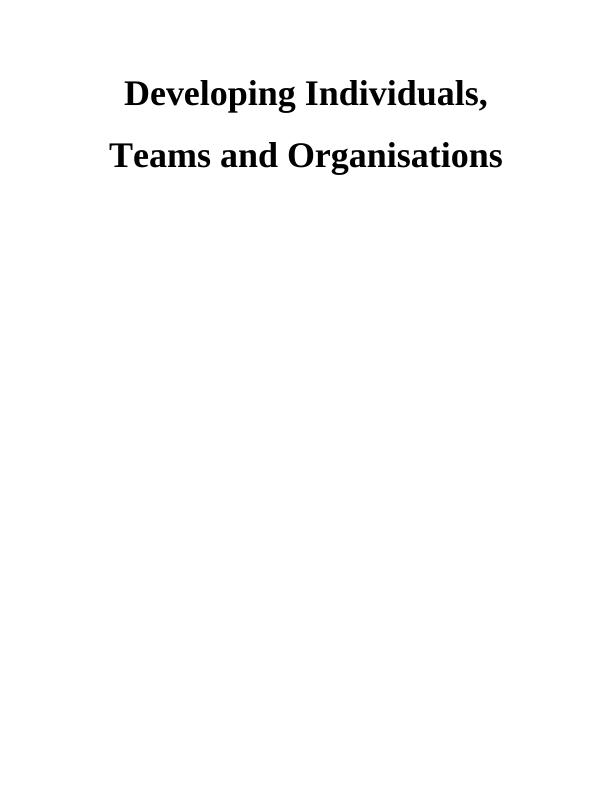 Developing Individuals, Teams and Organisations in Whirlpool : Assignment_1