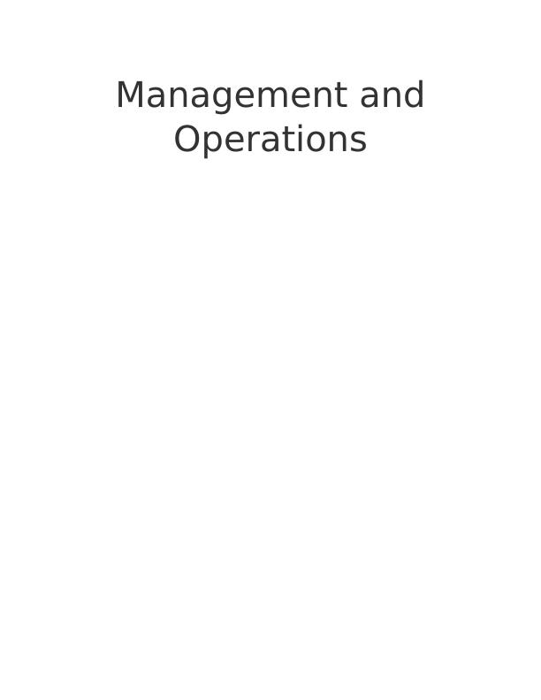 Importance of Operations Management - Report_1