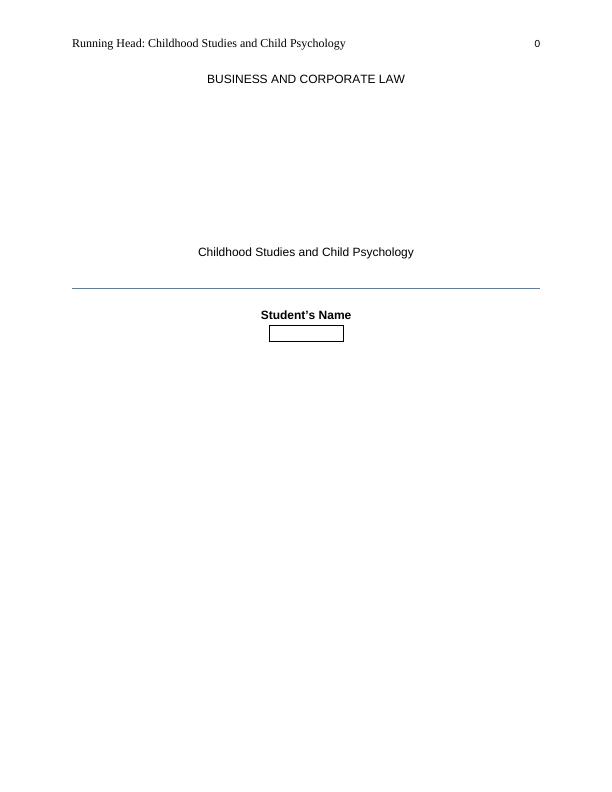Childhood Studies and Child Psychology PDF_1