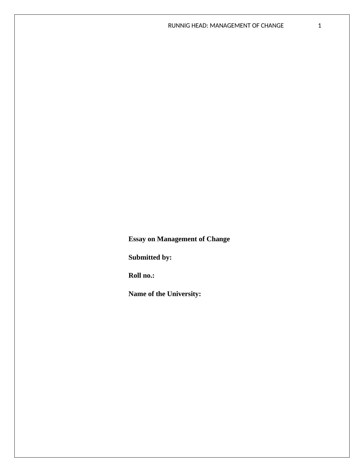 essay on management change