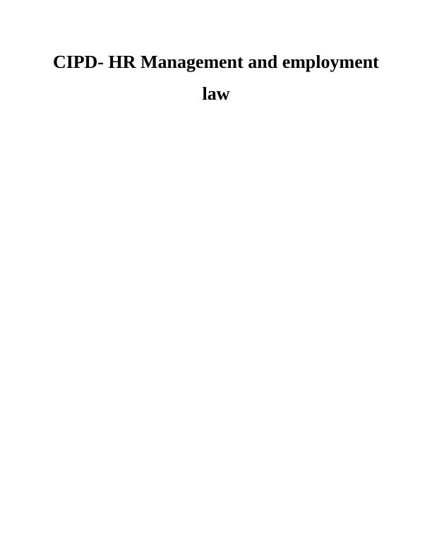 CIPD- Employment Law Assignment_1