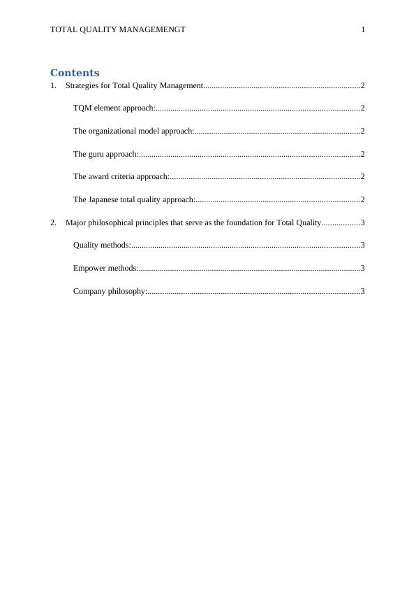 assignment on total quality management