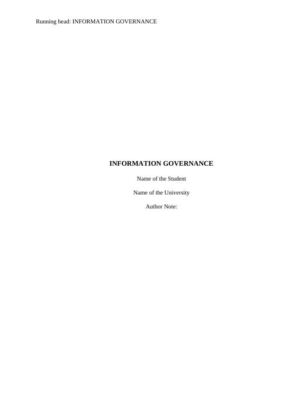Assignment | INFORMATION GOVERNANCE 2022_1