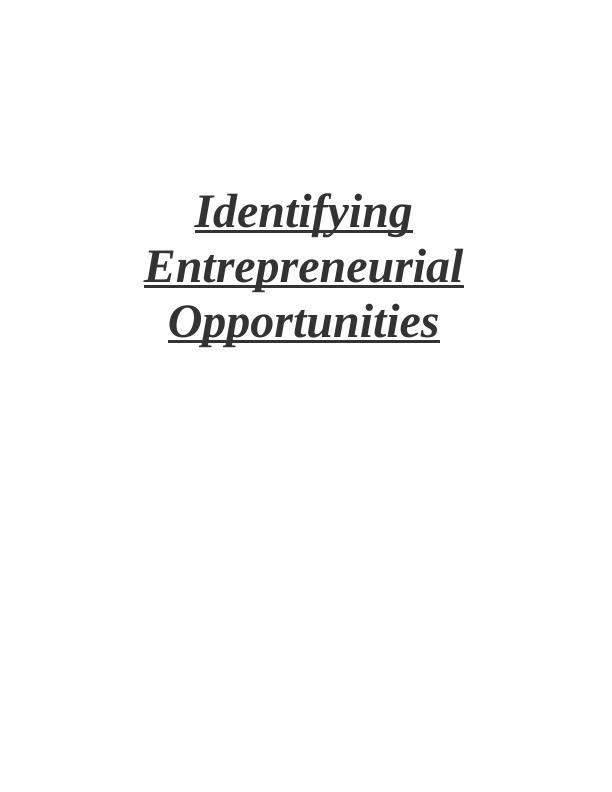 Identifying Entrepreneurial Opportunities Assignment - The Family Bean Cafe_1