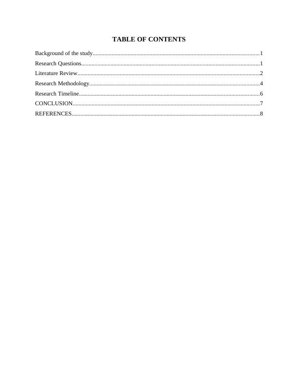 Digitalisation of Business Applications: A Study on Research Project TABLE OF CONTENTS_2