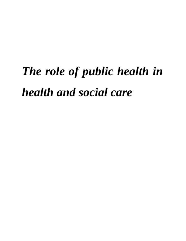 Public Health and Social Care | Assignment_1