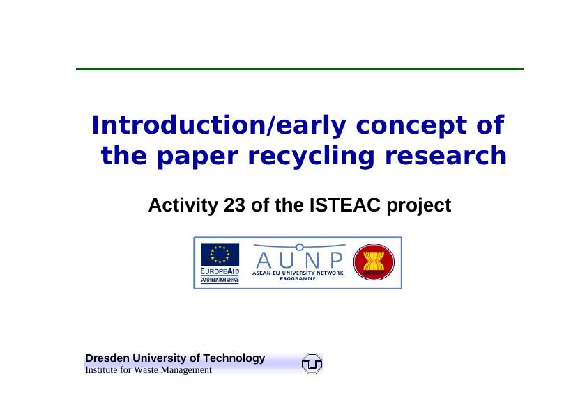 Introduction/early concept of the paper recycling research_1