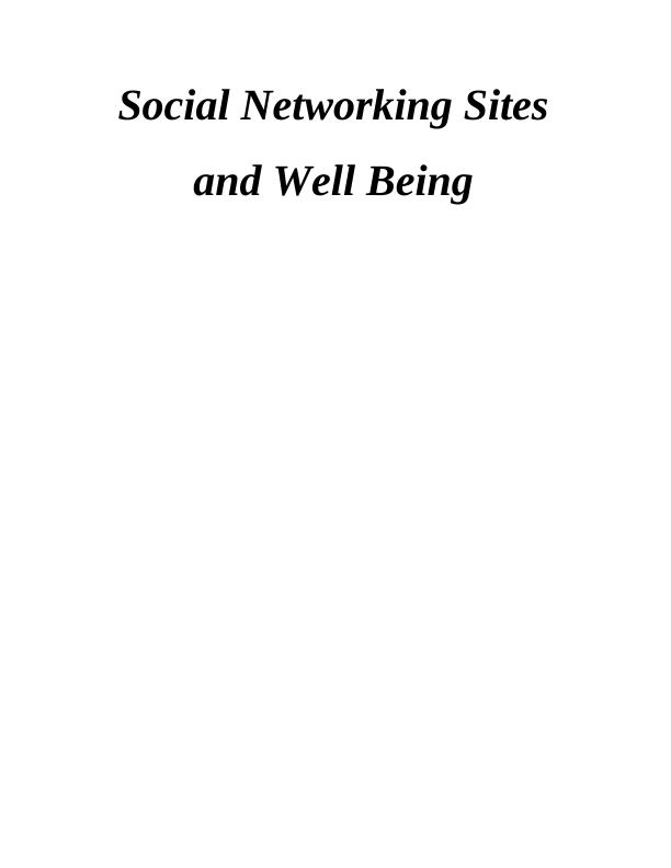 Social Networking Sites and Well Being Doc