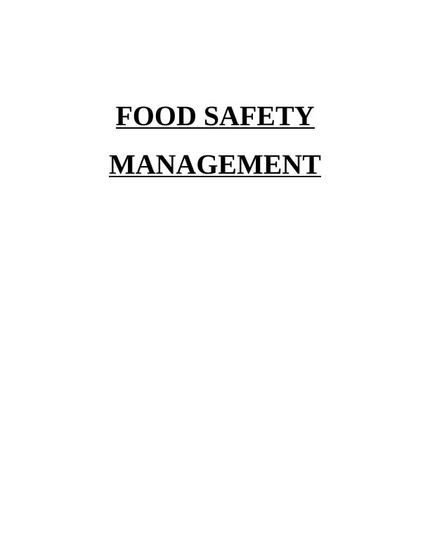 Food Safety Management - Assignment Solution_1