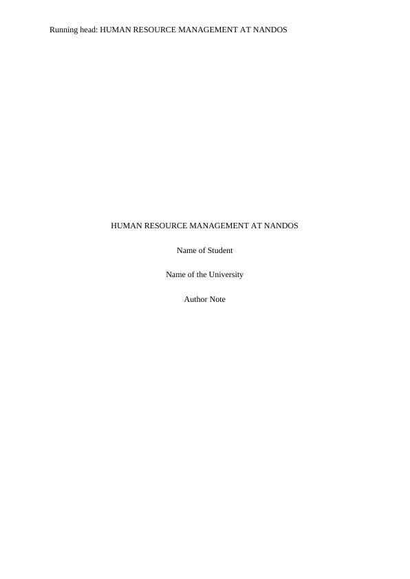 Human Resource Management Assignment Nandos_1