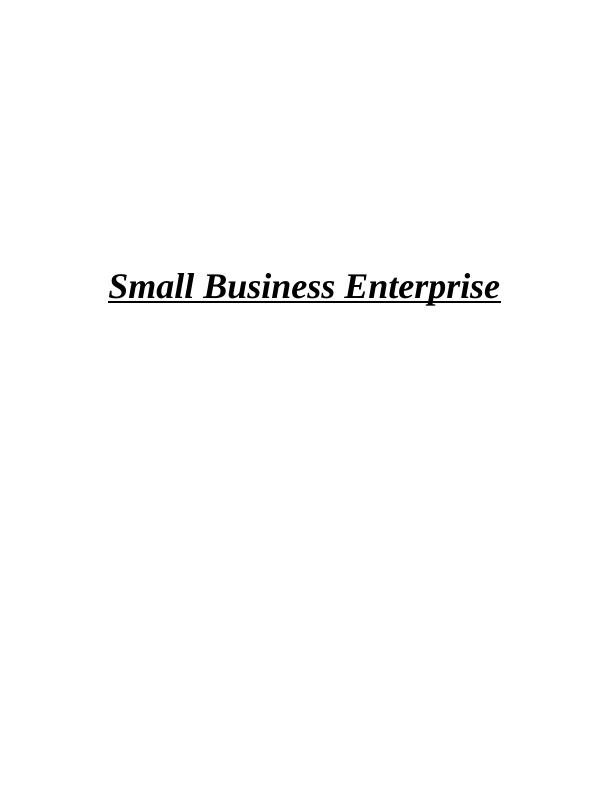 Small Business Enterprise - Assignment Sample_1