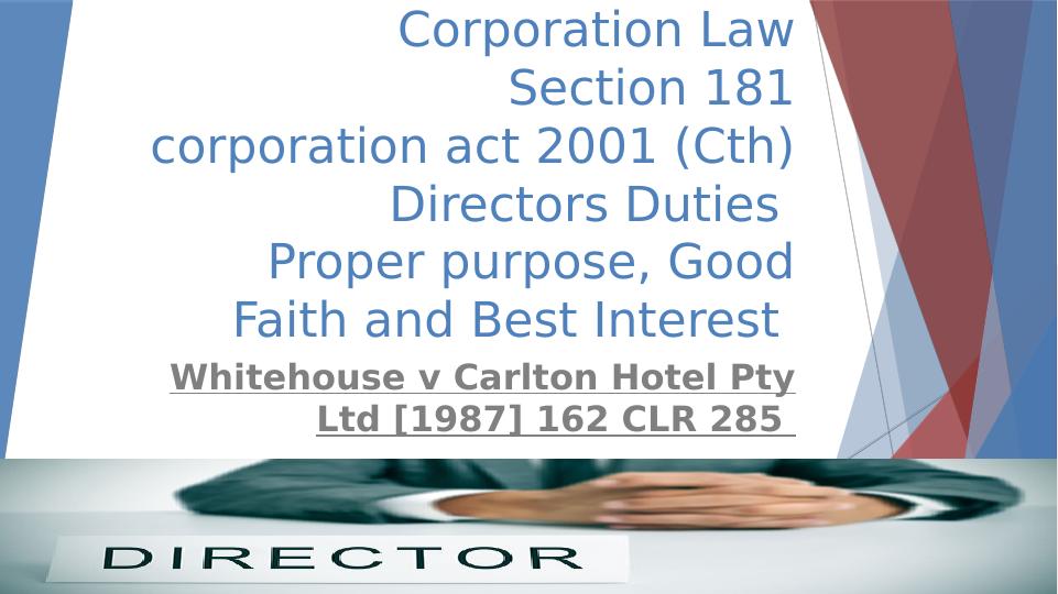 Corporation Law - Assignment Sample_1