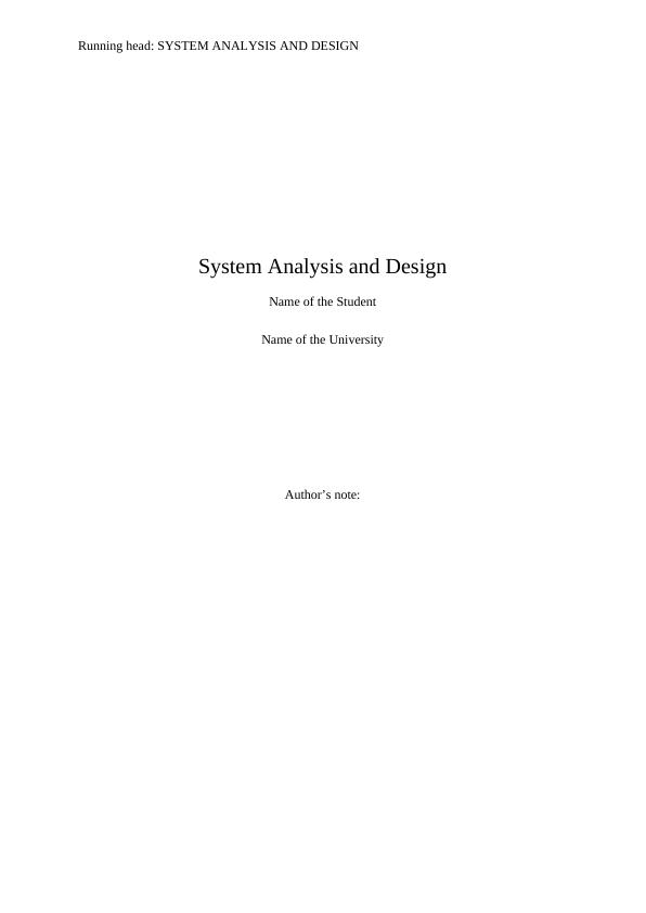 System Analysis and Design for Khoo Teck Puat Hospital