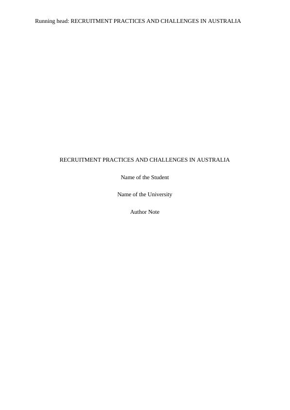 RECRUITMENT PRACTICES AND CHALLENGES IN AUSTRALIA._1