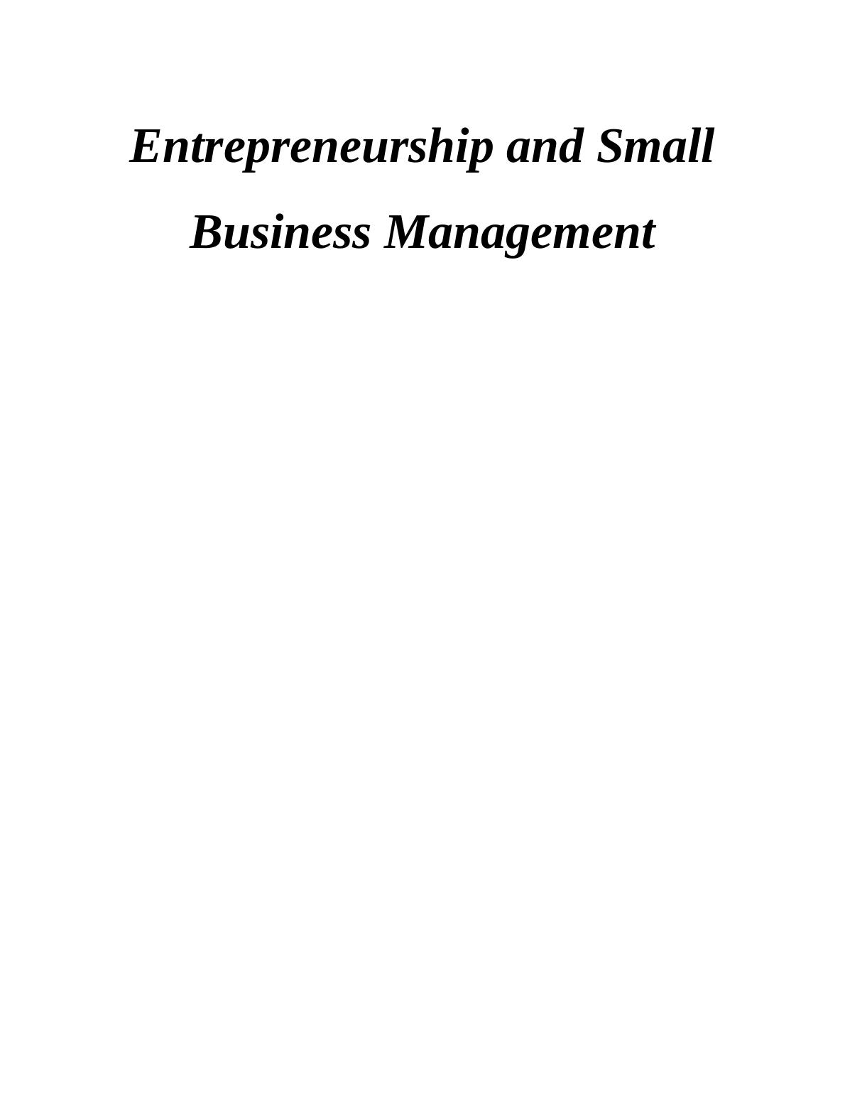 Entrepreneurship and Small Business Management Assignment (PDF)_1
