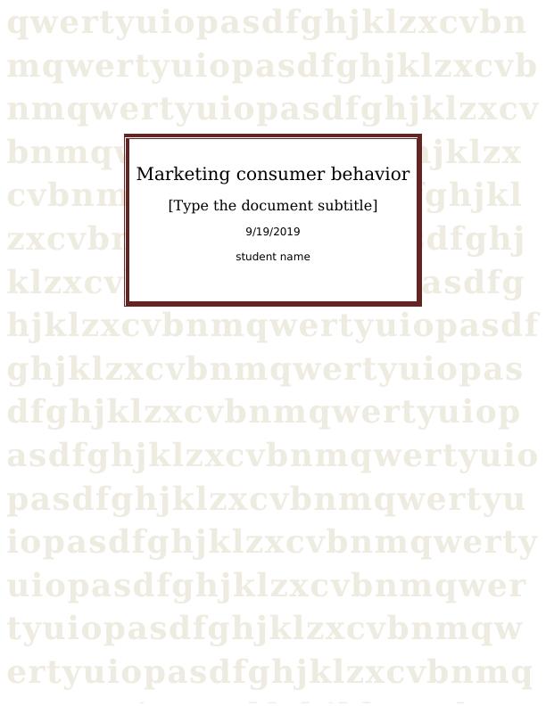 Marketing Consumer Behavior_1