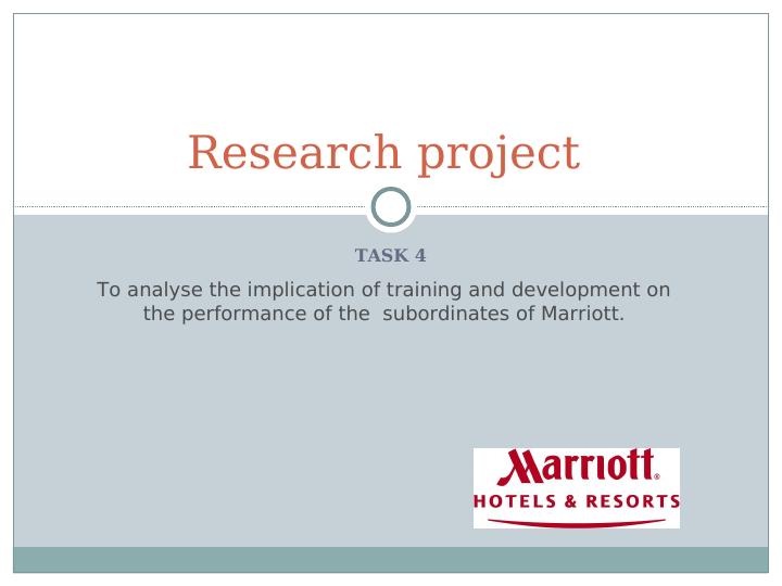 Implication of Training and Development on Performance of Marriott Subordinates_1