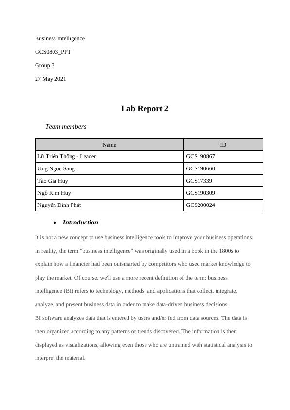 Sample Assignment Business Intelligence_1
