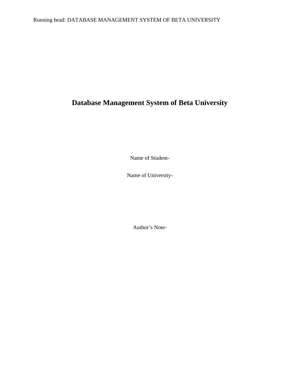 Database Management System of Beta University Assignment_1