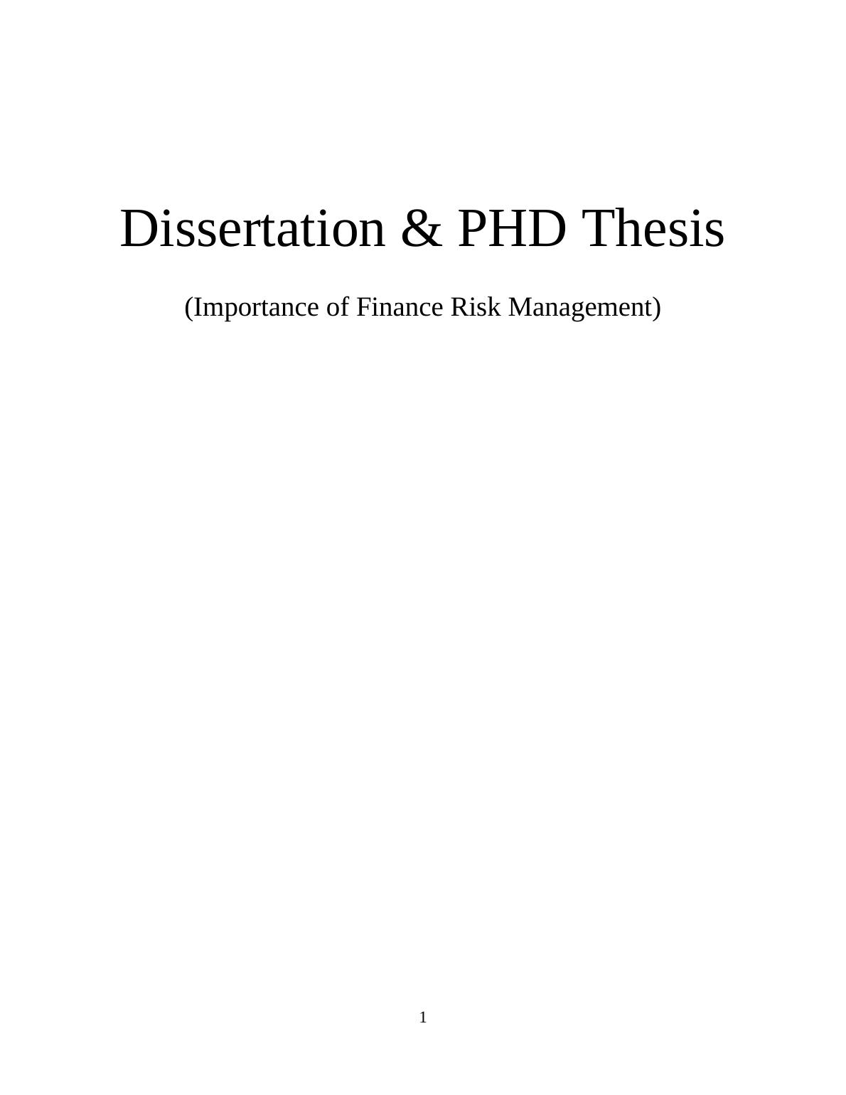 dissertation in finance