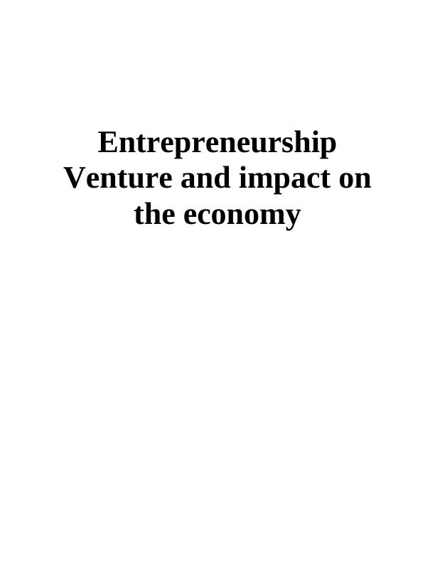 Entrepreneurship Venture And Impact On The Economy