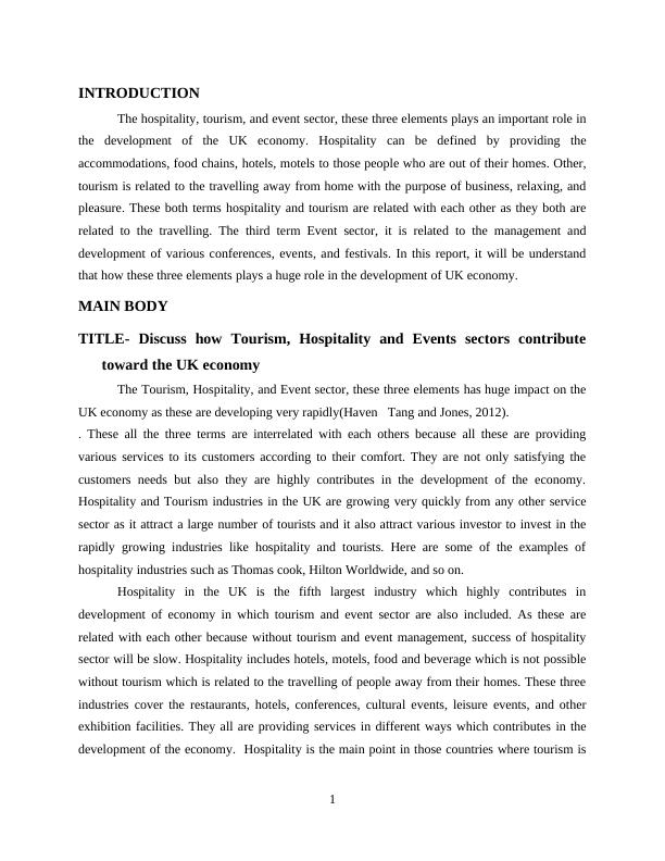 importance of tourism and hospitality essay