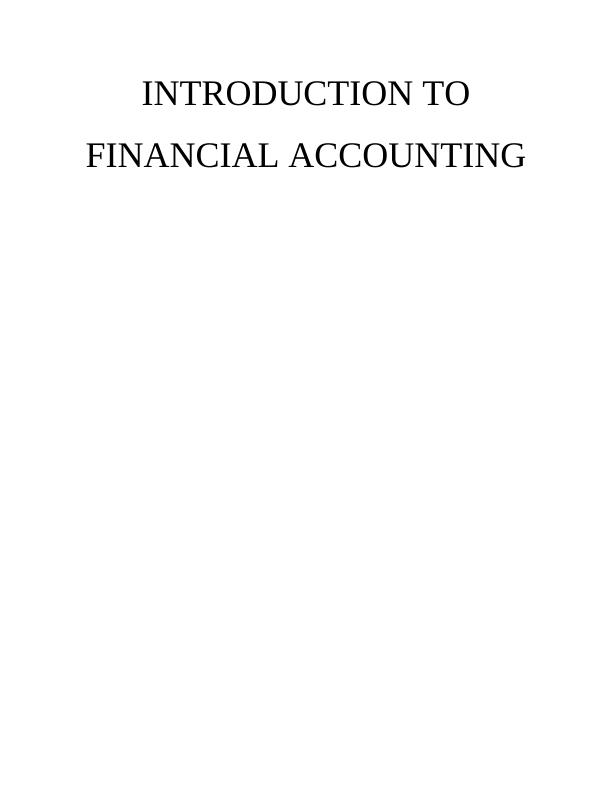 Introduction to Financial Accounting