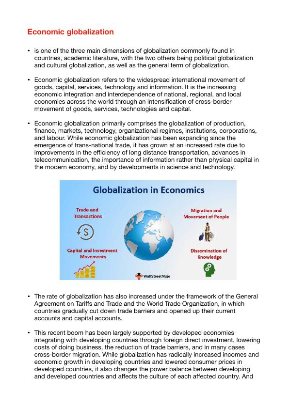 economic globalization assignment quizlet