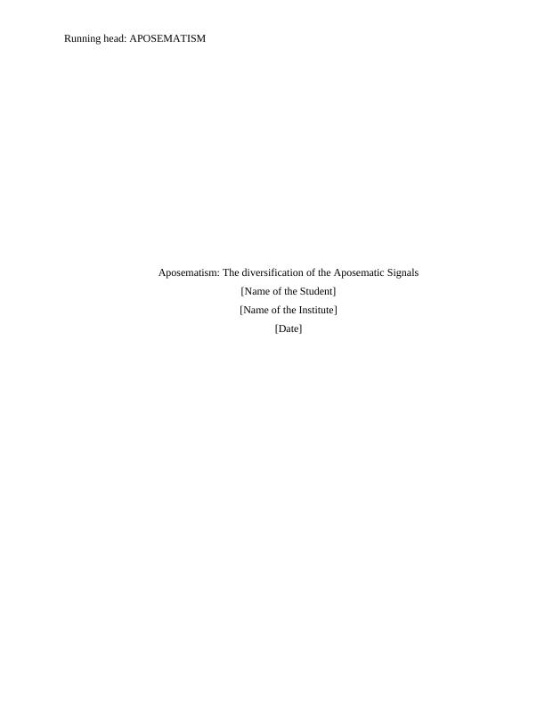 diversification of the Aposematic Signals Assignment PDF_1
