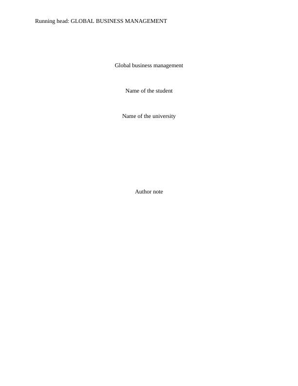Report on Global Business Management_1