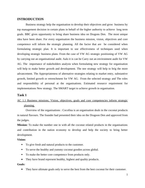 Business Strategy Plan Assignment Sample_3