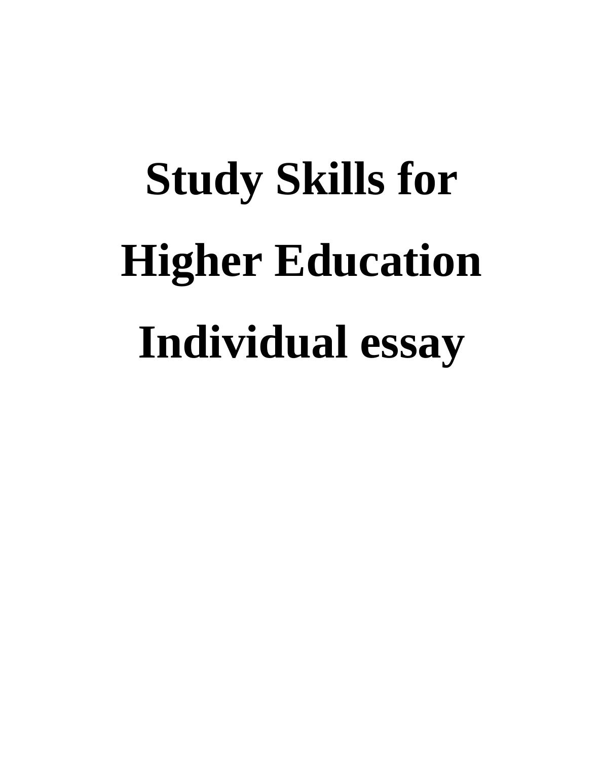 study skills for higher education essay