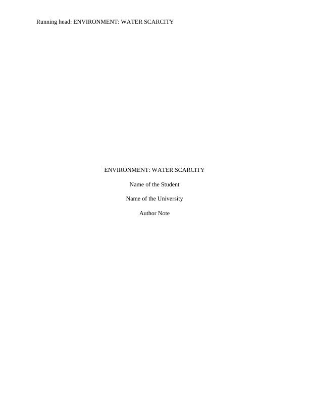 water scarcity in villages essay