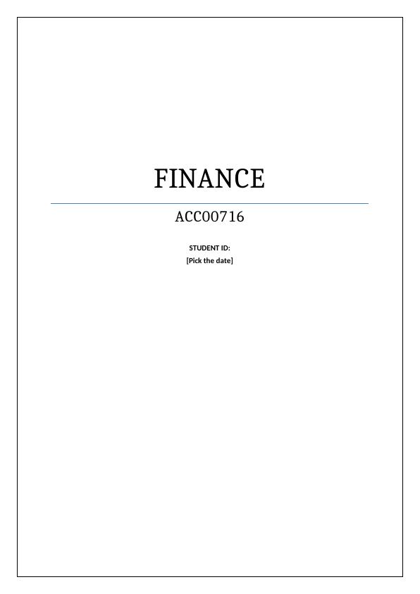 ACC00716 Finance : Assignment_1