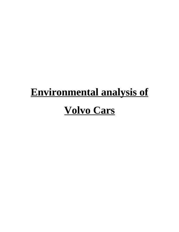 Internal and External Analysis of Volvo_1