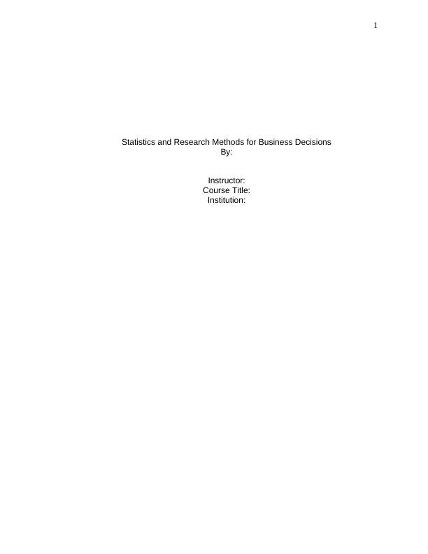 Statistics And Research Methods for Business_1