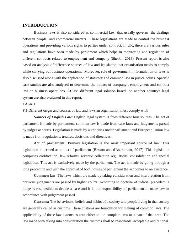 Sources of Law | Business law - Assignment_3