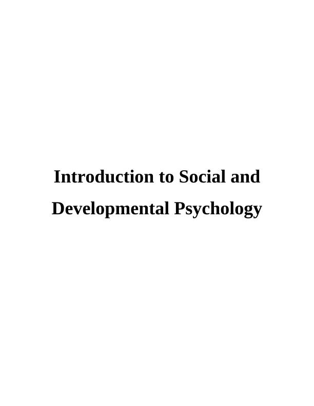 Social and Developmental Psychology : Report_1